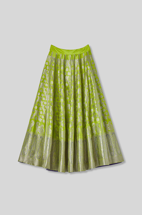 Handwoven Silk Engineered Brocade Lehenga