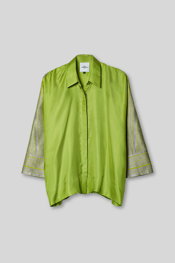 Silk Shirt with Brocade Detail