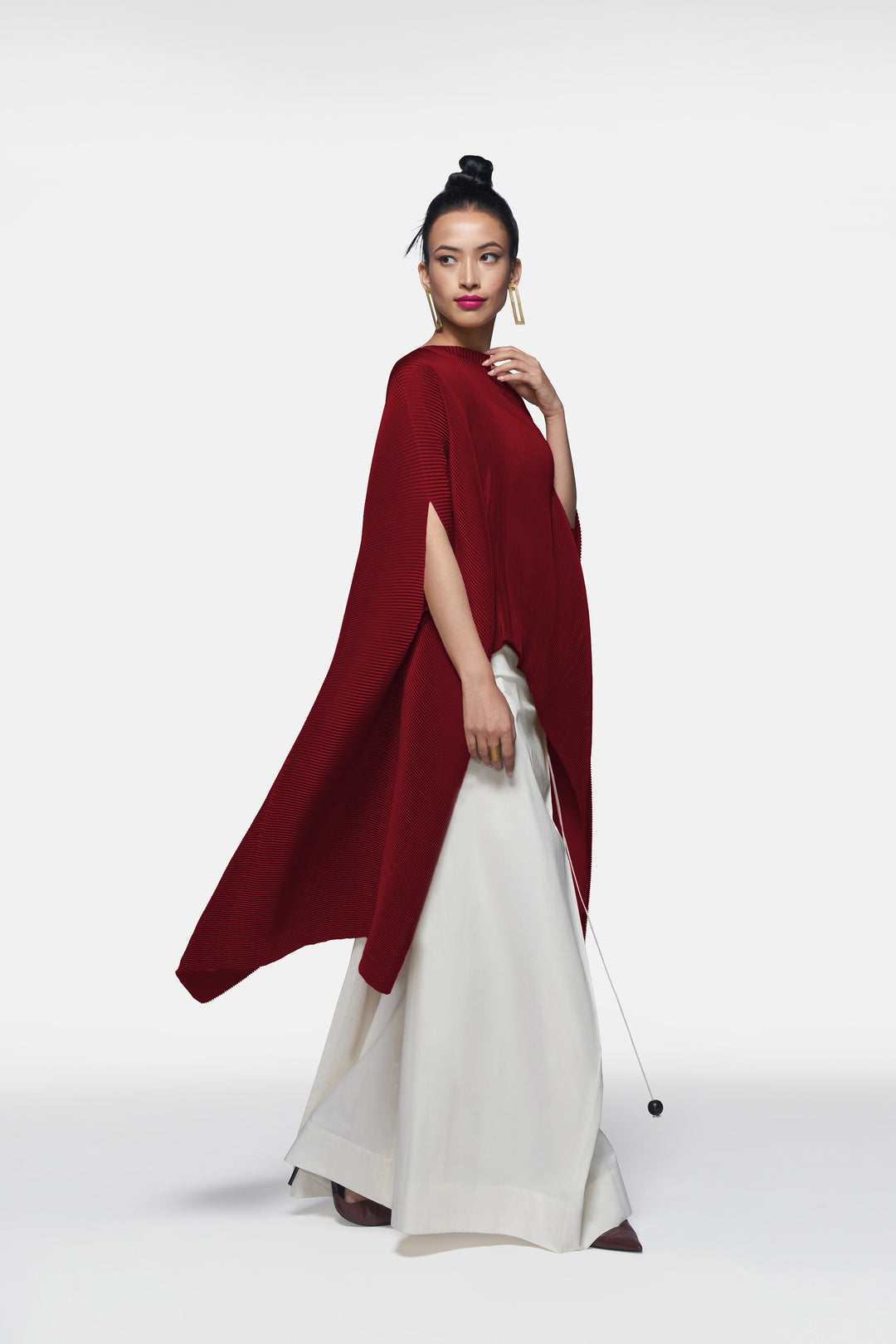 Pleated Long Poncho