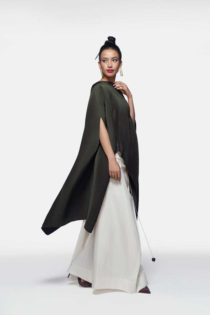 Pleated Long Poncho