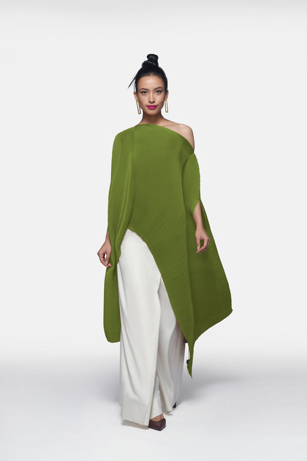 Pleated Long Poncho