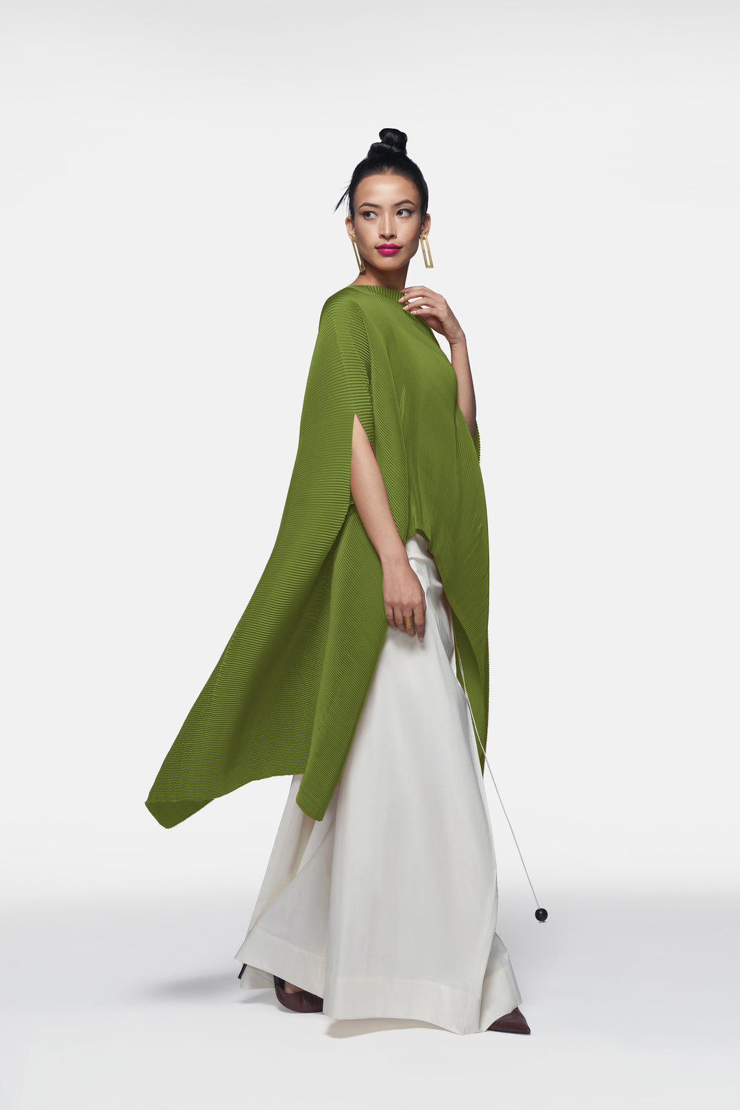 Pleated Long Poncho