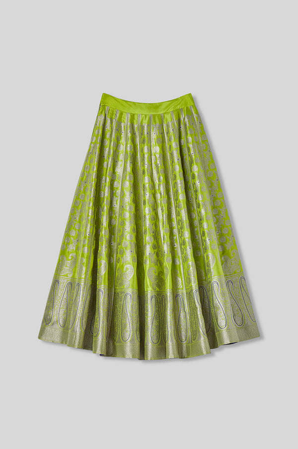 Handwoven Silk Engineered Brocade Lehenga
