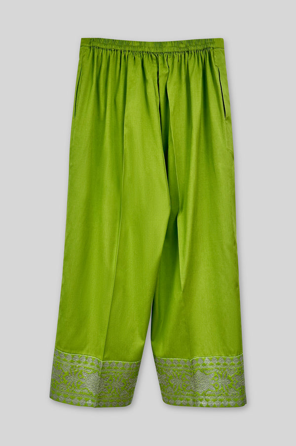 Handwoven Silk Kurta Set with Brocade Detail