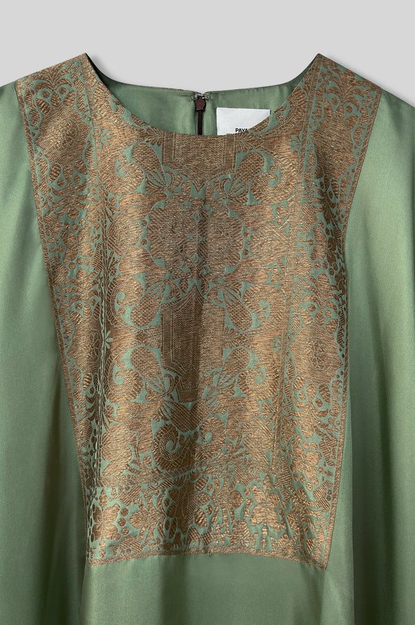 Silk Kaftan With Brocade Detail