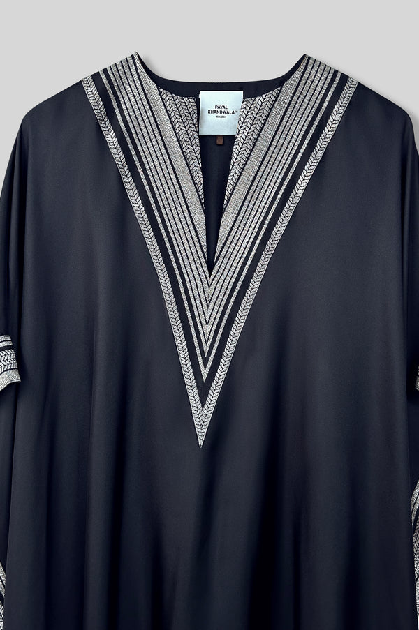 Silk Kaftan With Brocade Detail