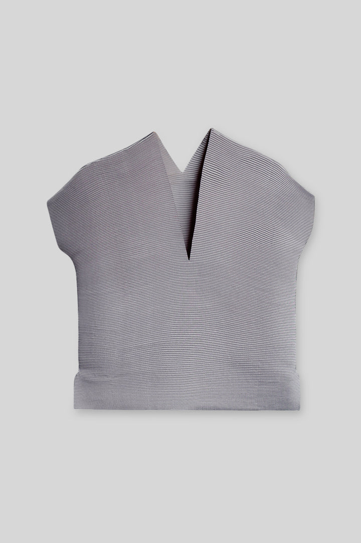 Pleated Slim V-Neck Top