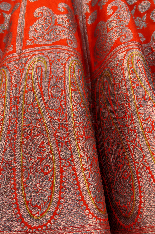 Handwoven Silk Engineered Brocade Lehenga