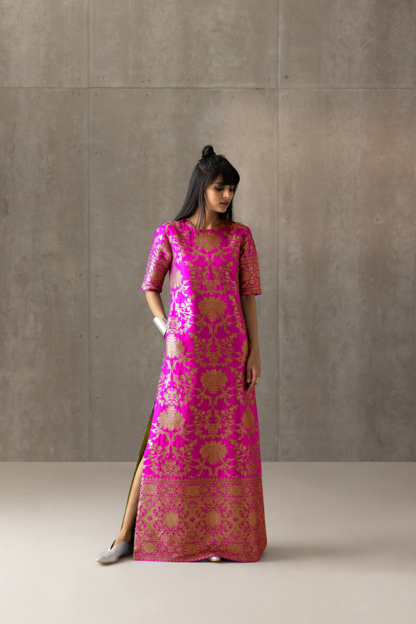 Handwoven Silk Engineered Brocade Maxi