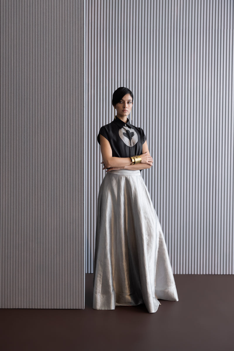 Silk Shirt With Brocade Detail