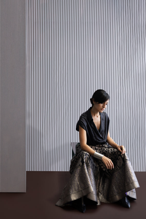 Handwoven Silk Engineered Brocade Palazzo