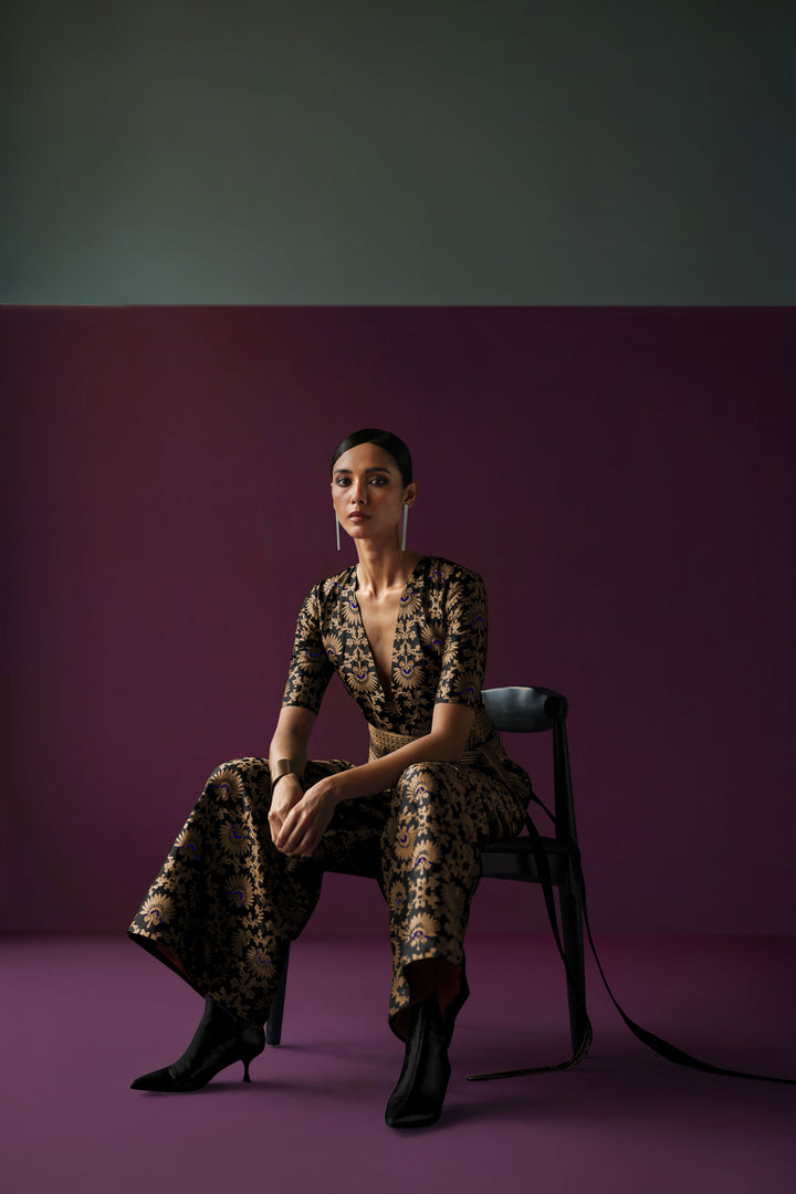 Silk Brocade Jumpsuit