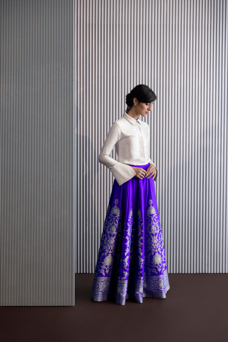 Handwoven Silk Engineered Brocade Lehenga