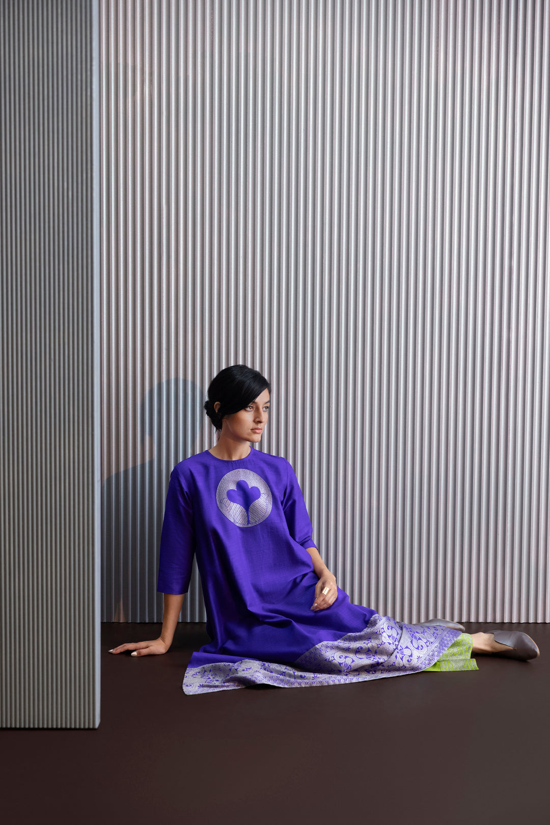 Handwoven Silk Kurta Set with Brocade Detail