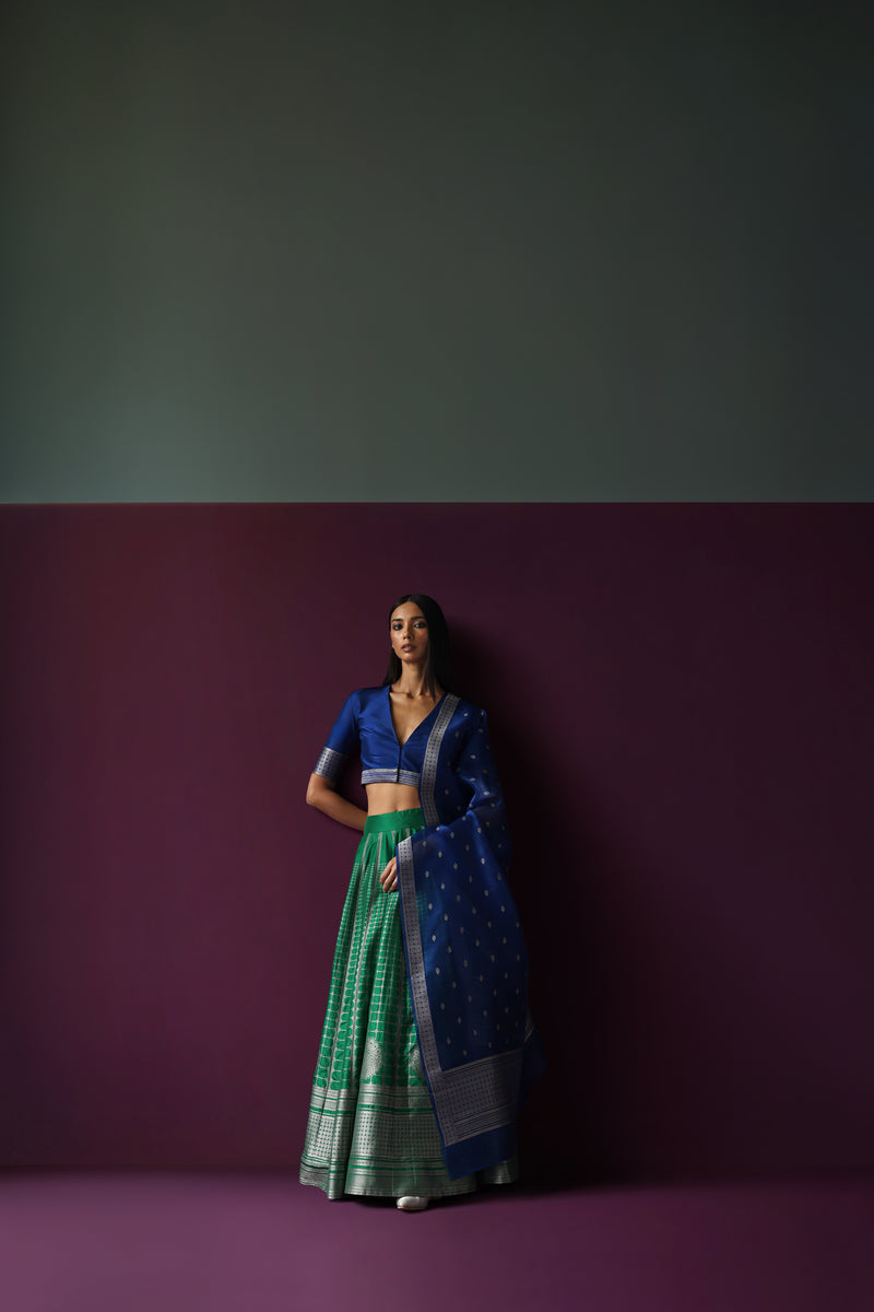 Silk Brocade Lehenga Set