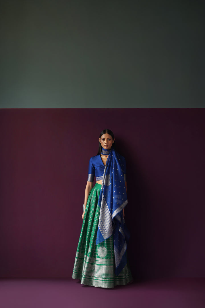 Silk Brocade Lehenga Set