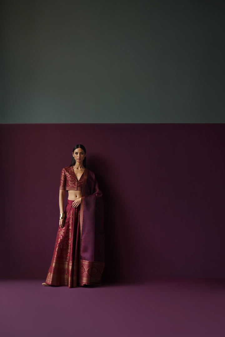 Silk Brocade Lehenga Set