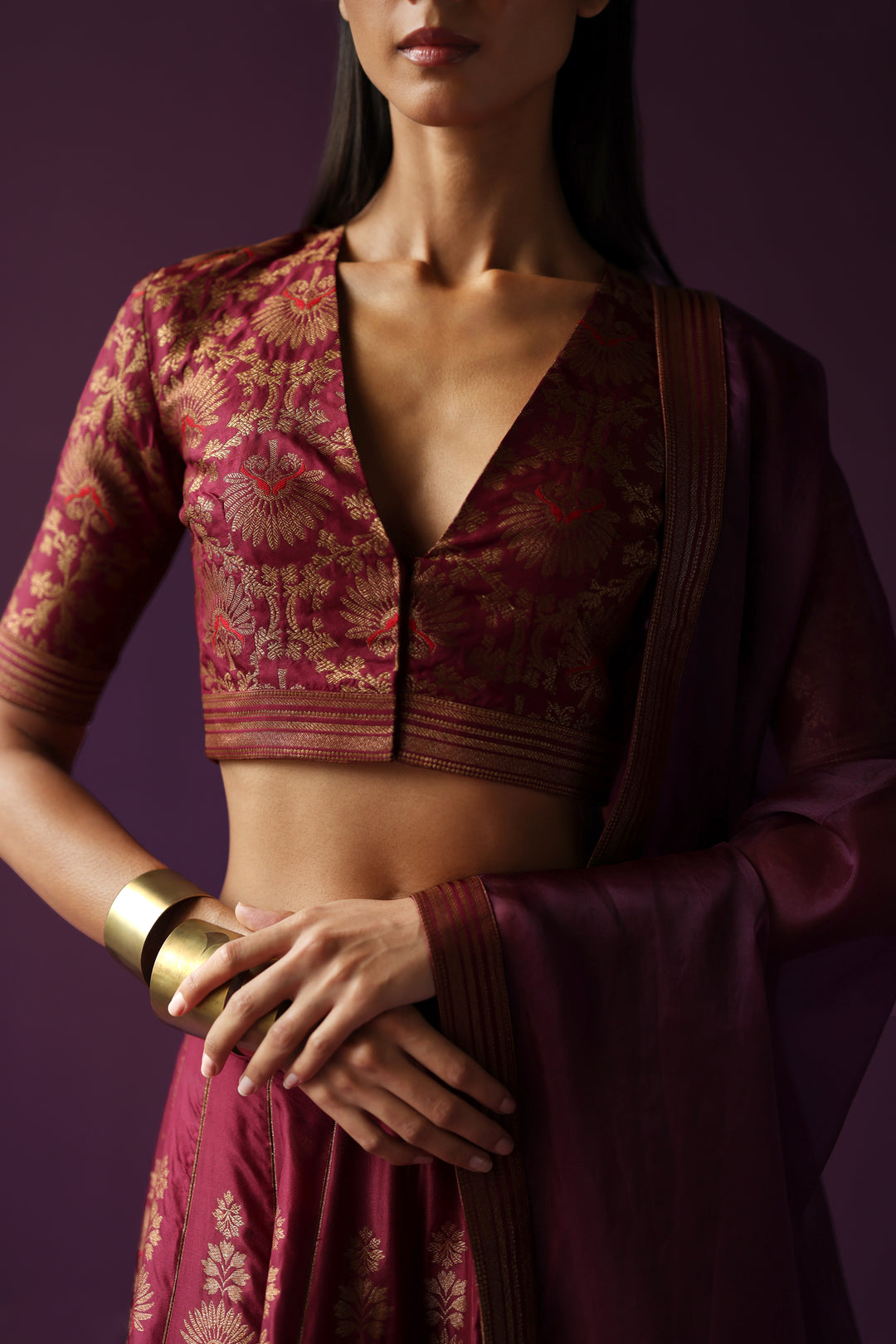 Silk Brocade Lehenga Set