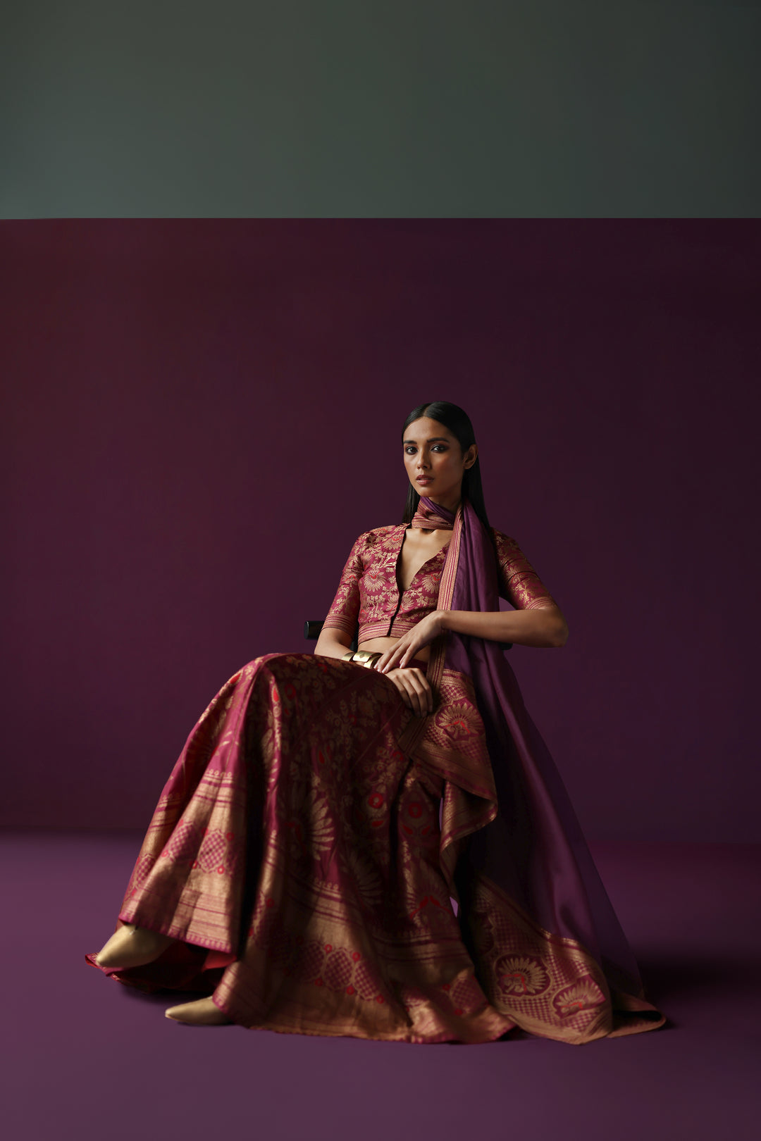 Silk Brocade Lehenga Set