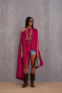 Pleated Long Poncho