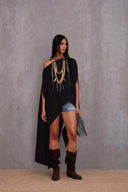 Pleated Long Poncho