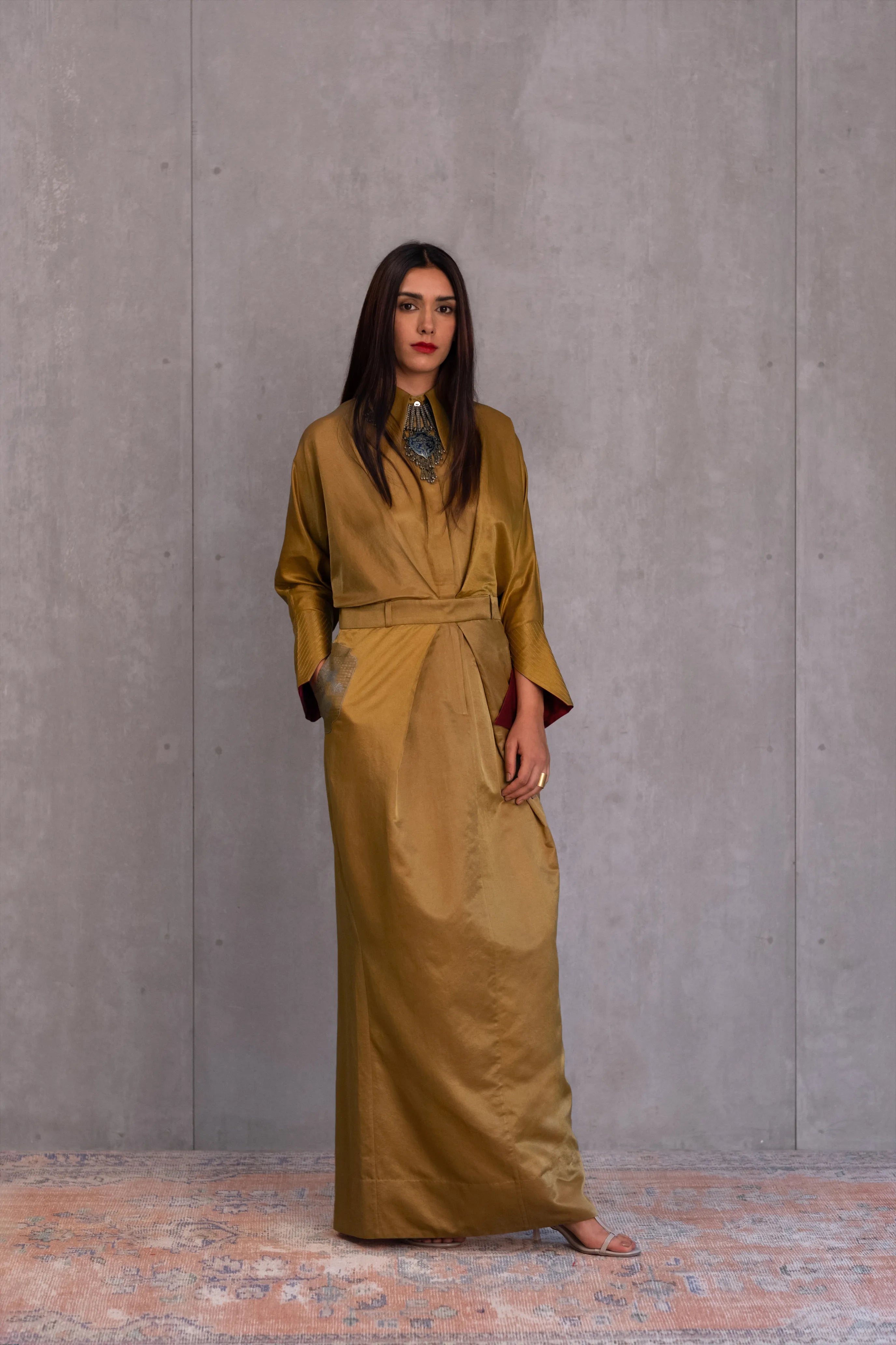 ochre silk dress Muse Dress Ochre