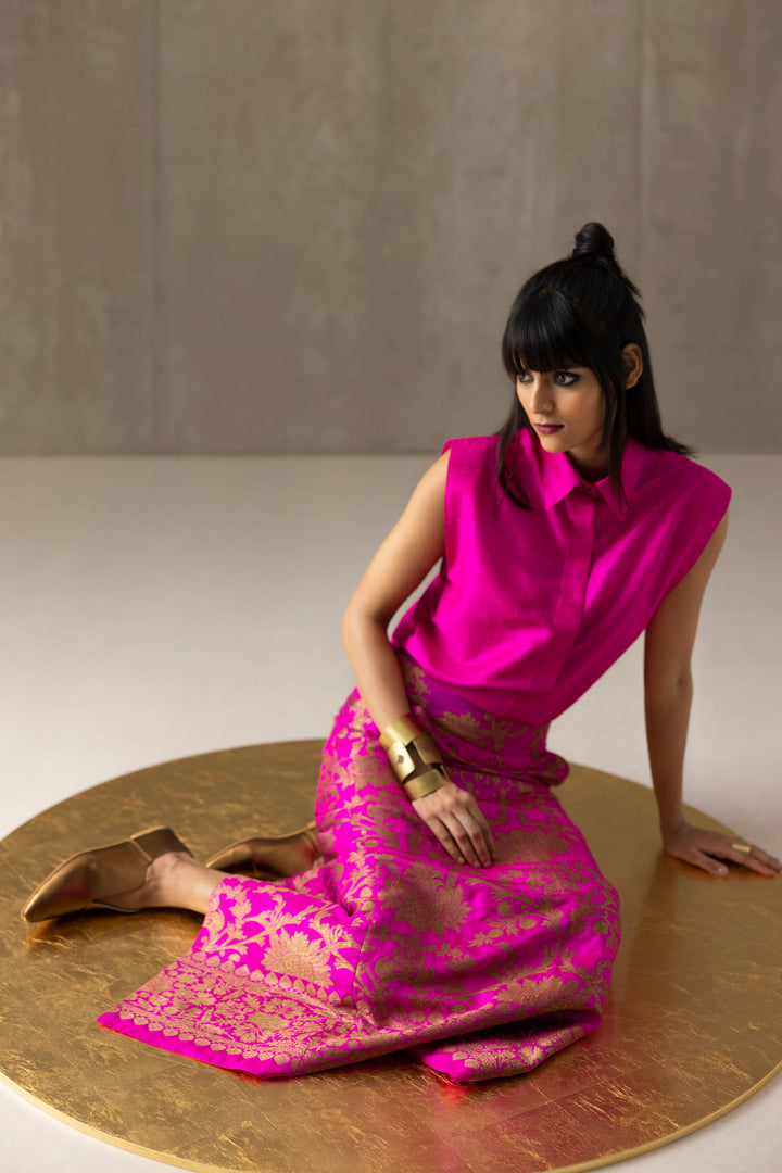 Handwoven Silk Engineered Brocade Skirt
