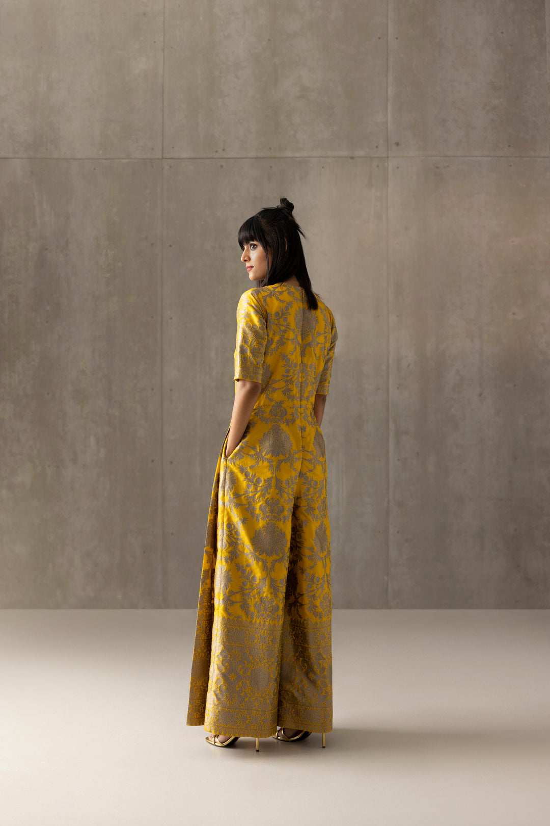 Handwoven Silk Engineered Brocade Jumpsuit