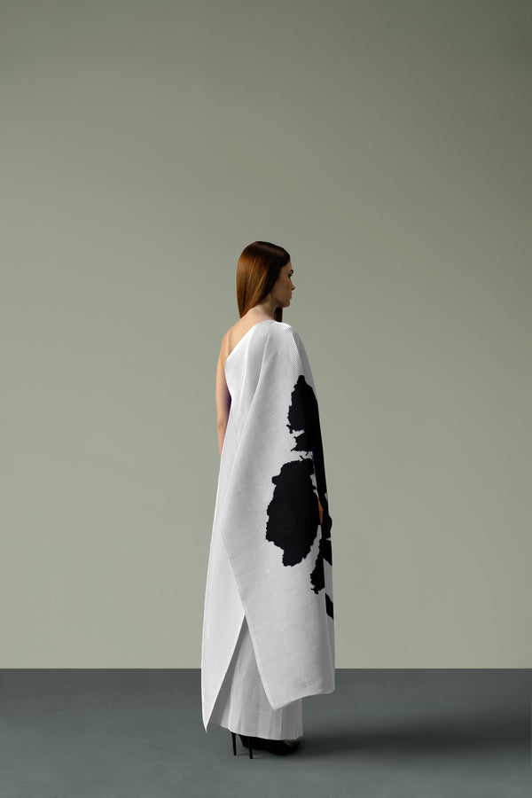 Pleated One-Shoulder Poncho