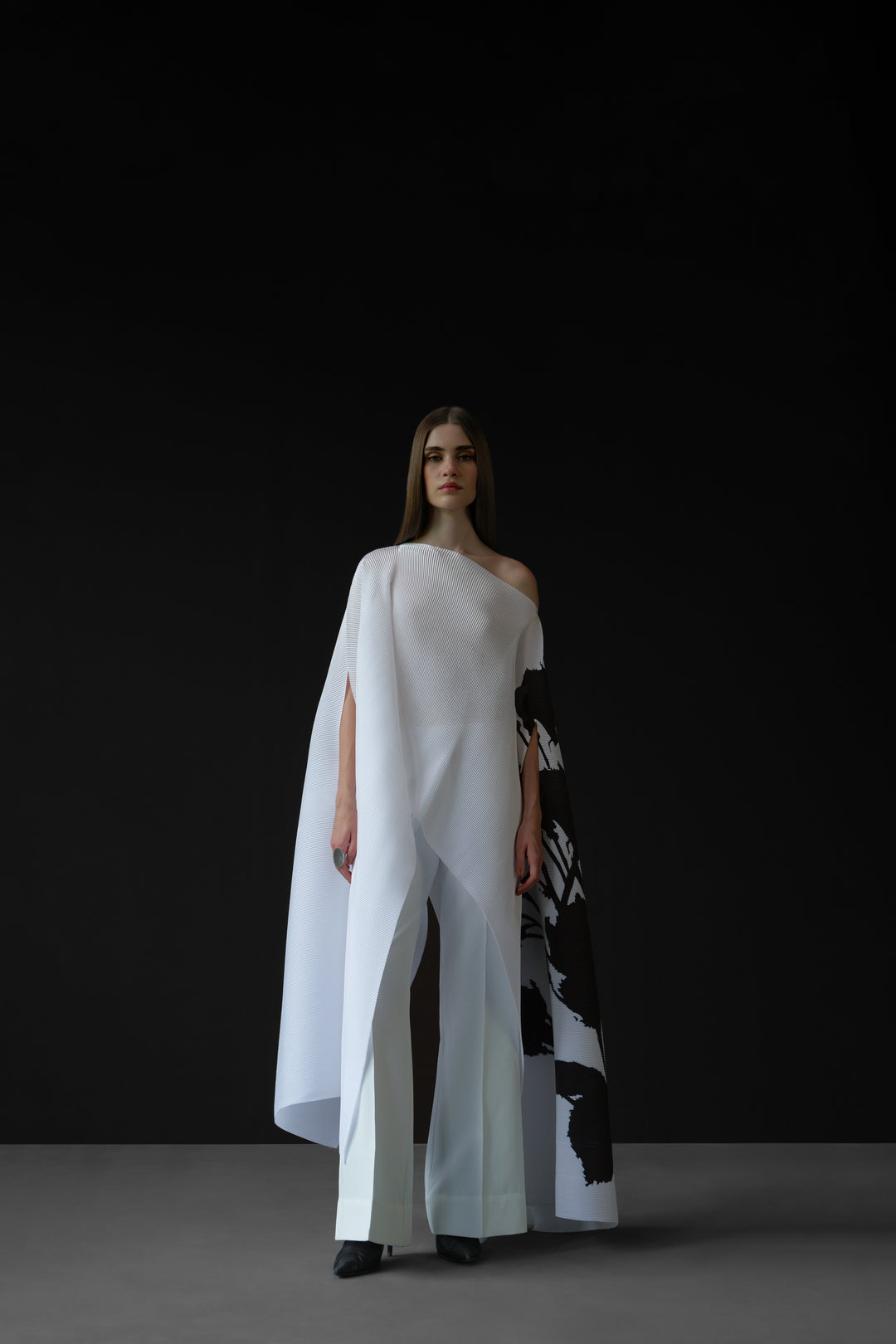 Pleated Long Poncho