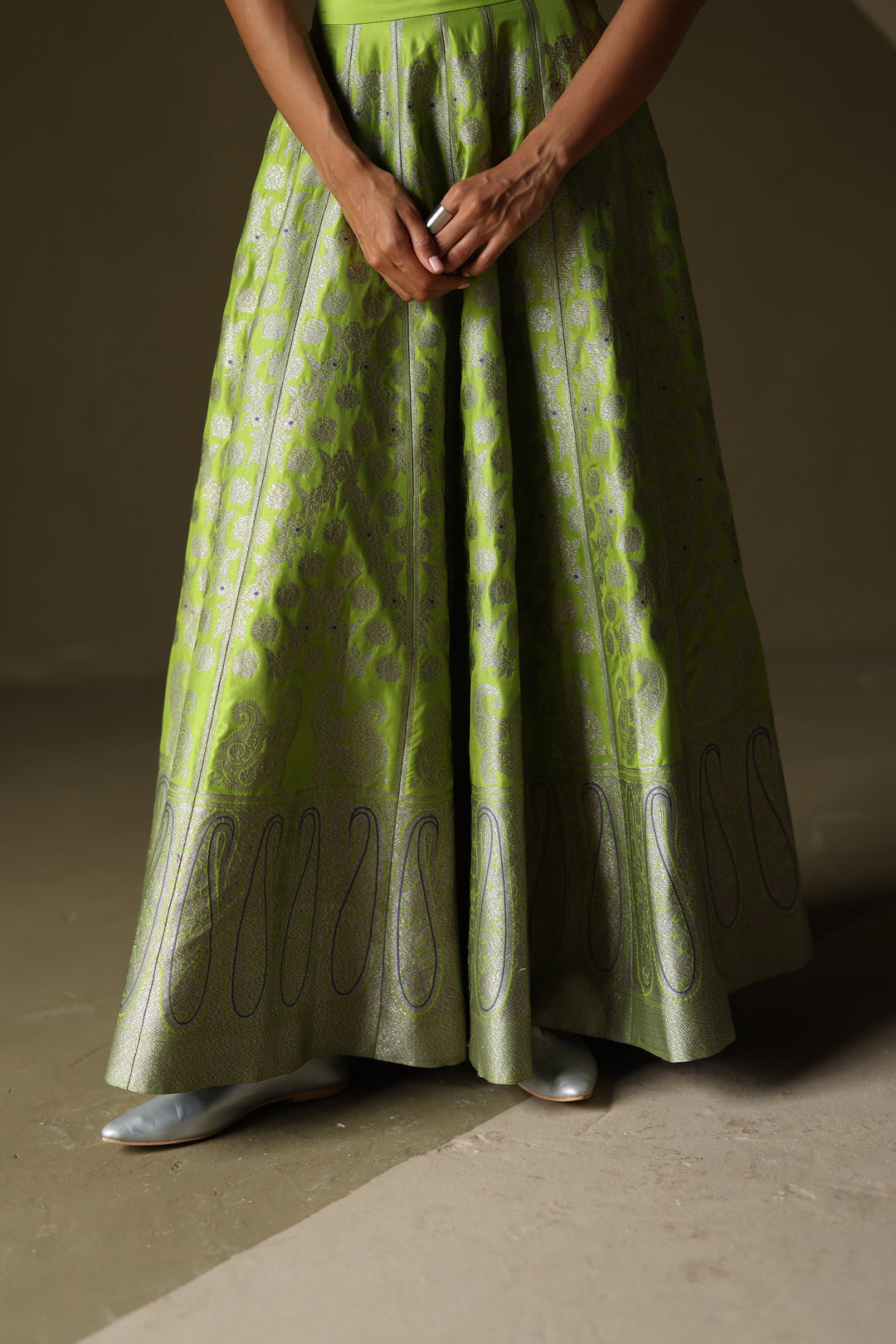 Handwoven Silk Engineered Brocade Lehenga