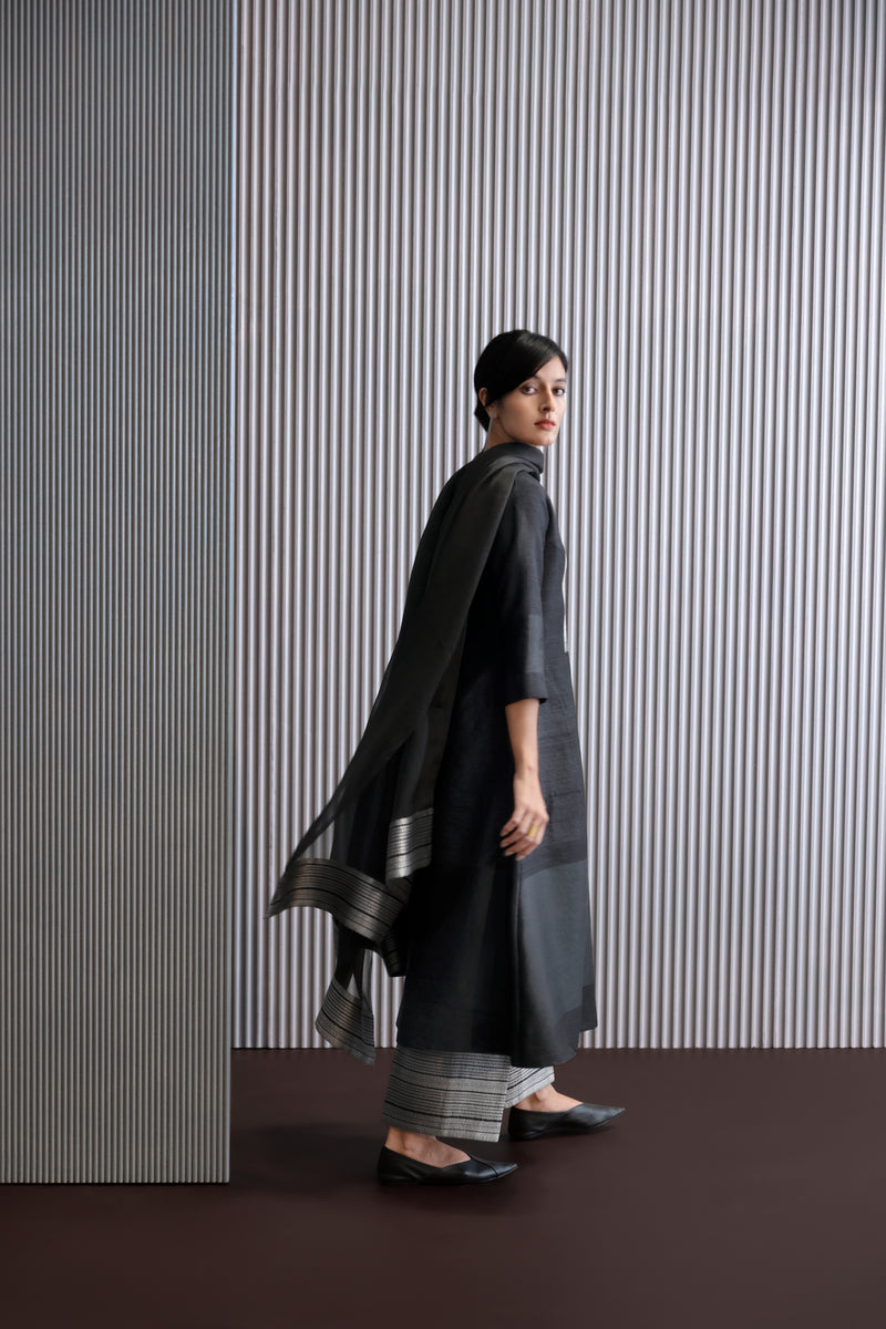Silk Organza Dupatta with Brocade Detail