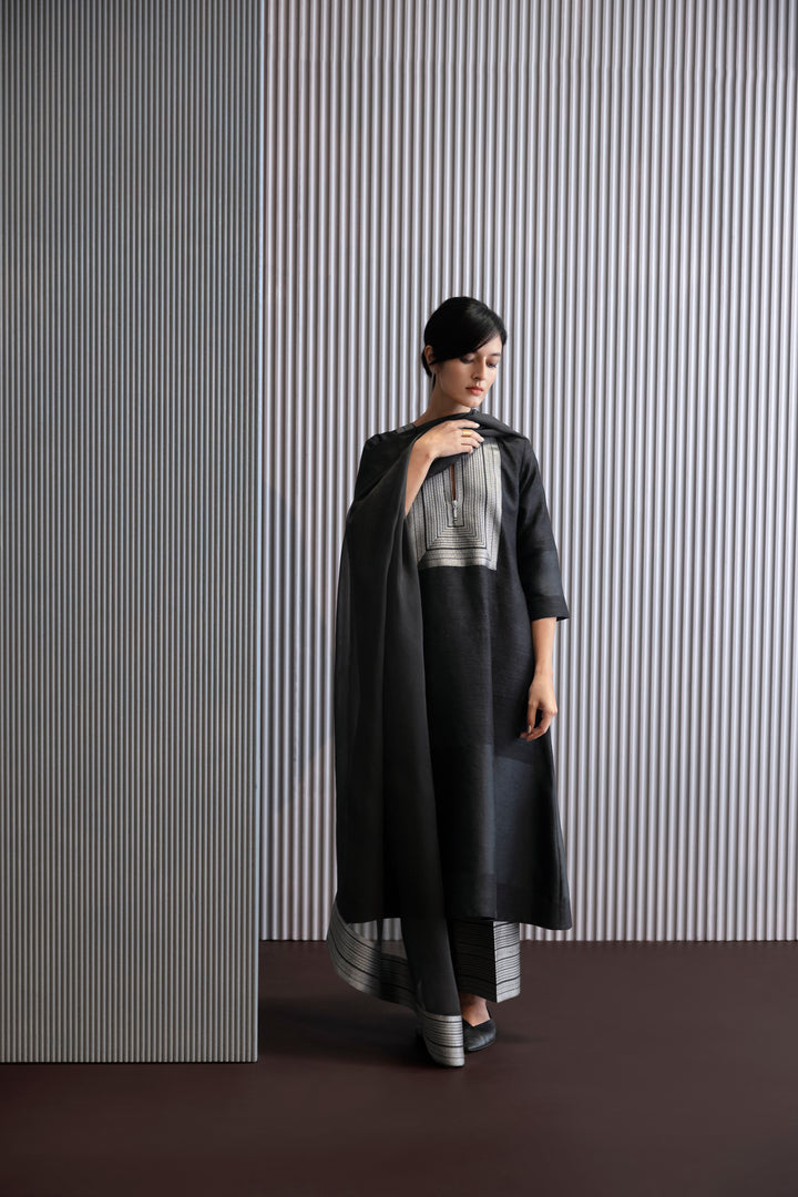 Silk Organza Dupatta with Brocade Detail