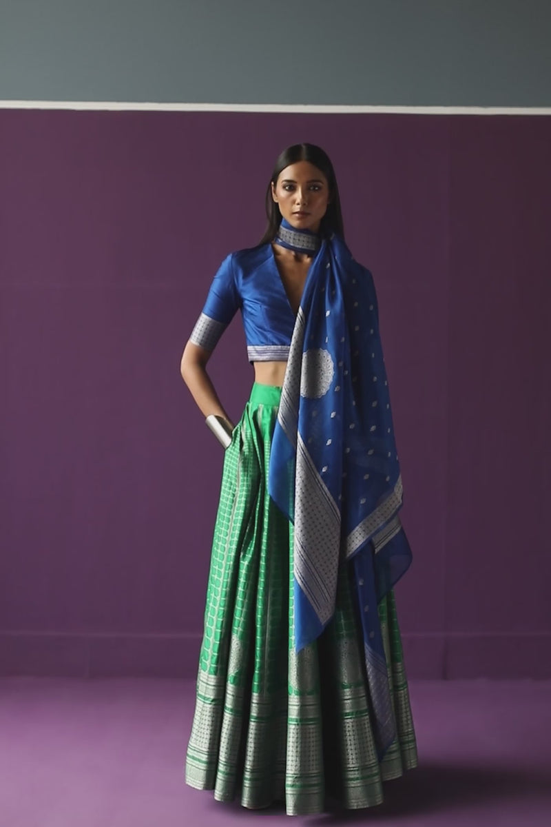 Silk Brocade Lehenga Set