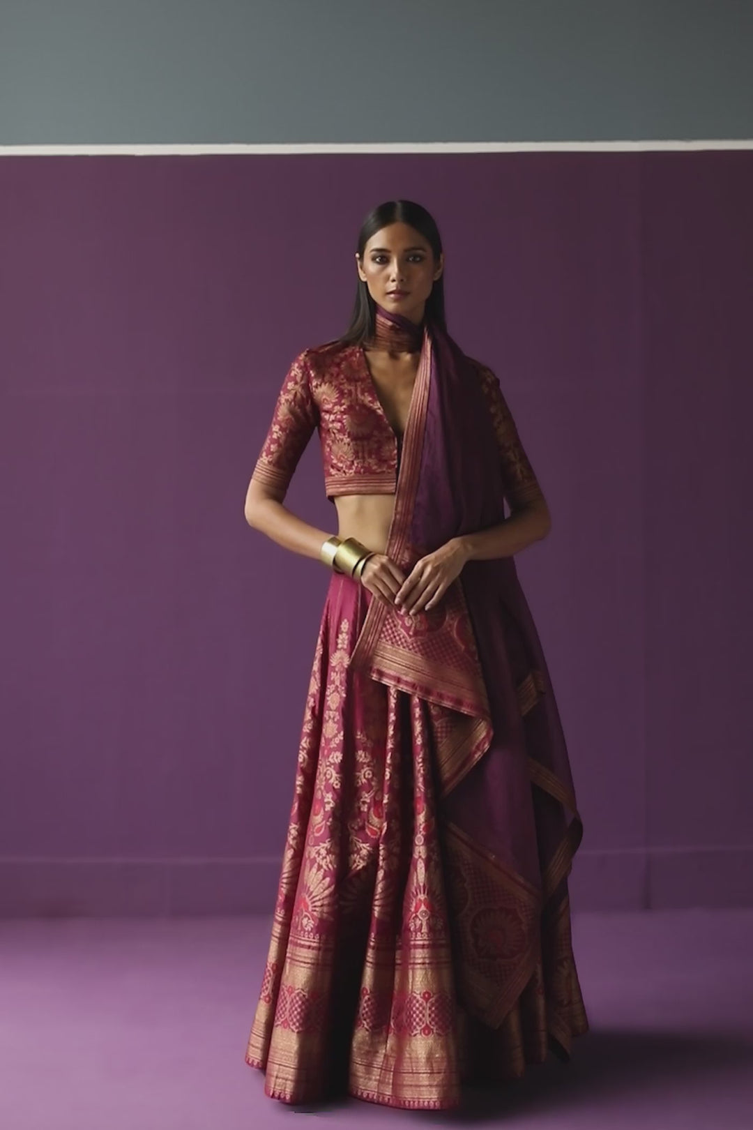 Silk Brocade Lehenga Set