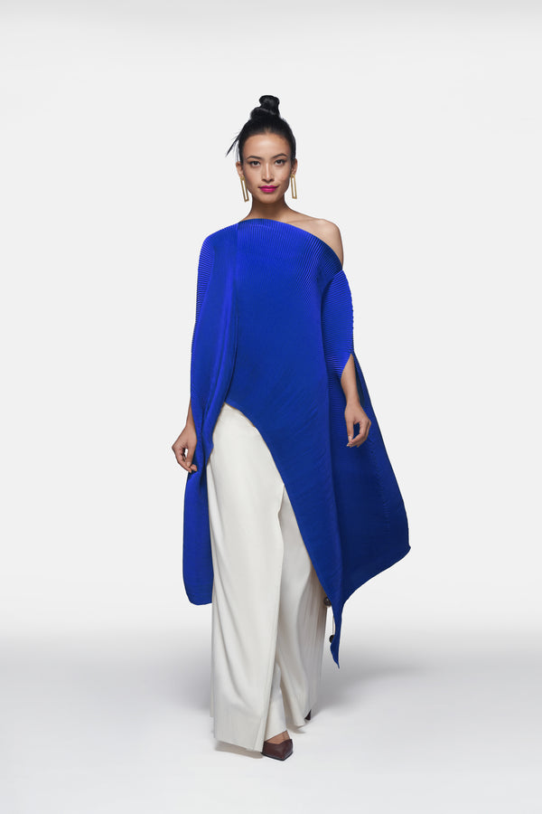 Pleated Long Poncho