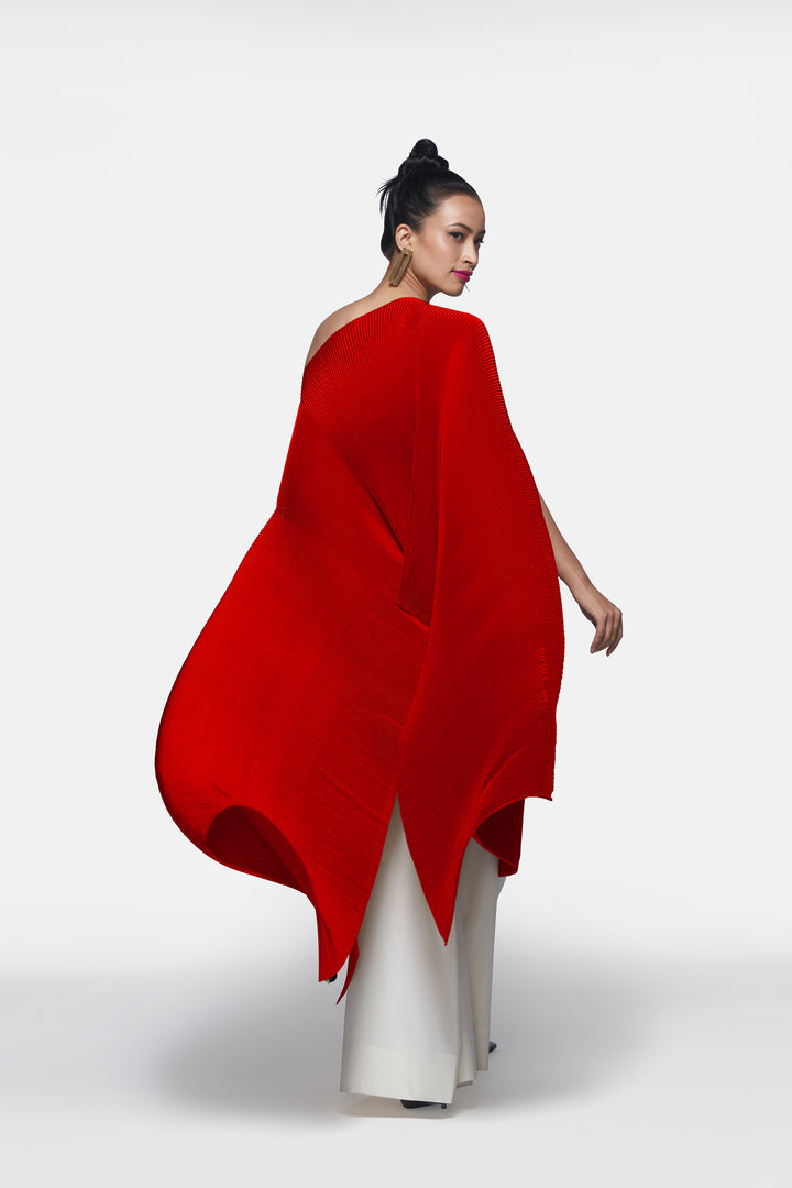 Pleated Long Poncho