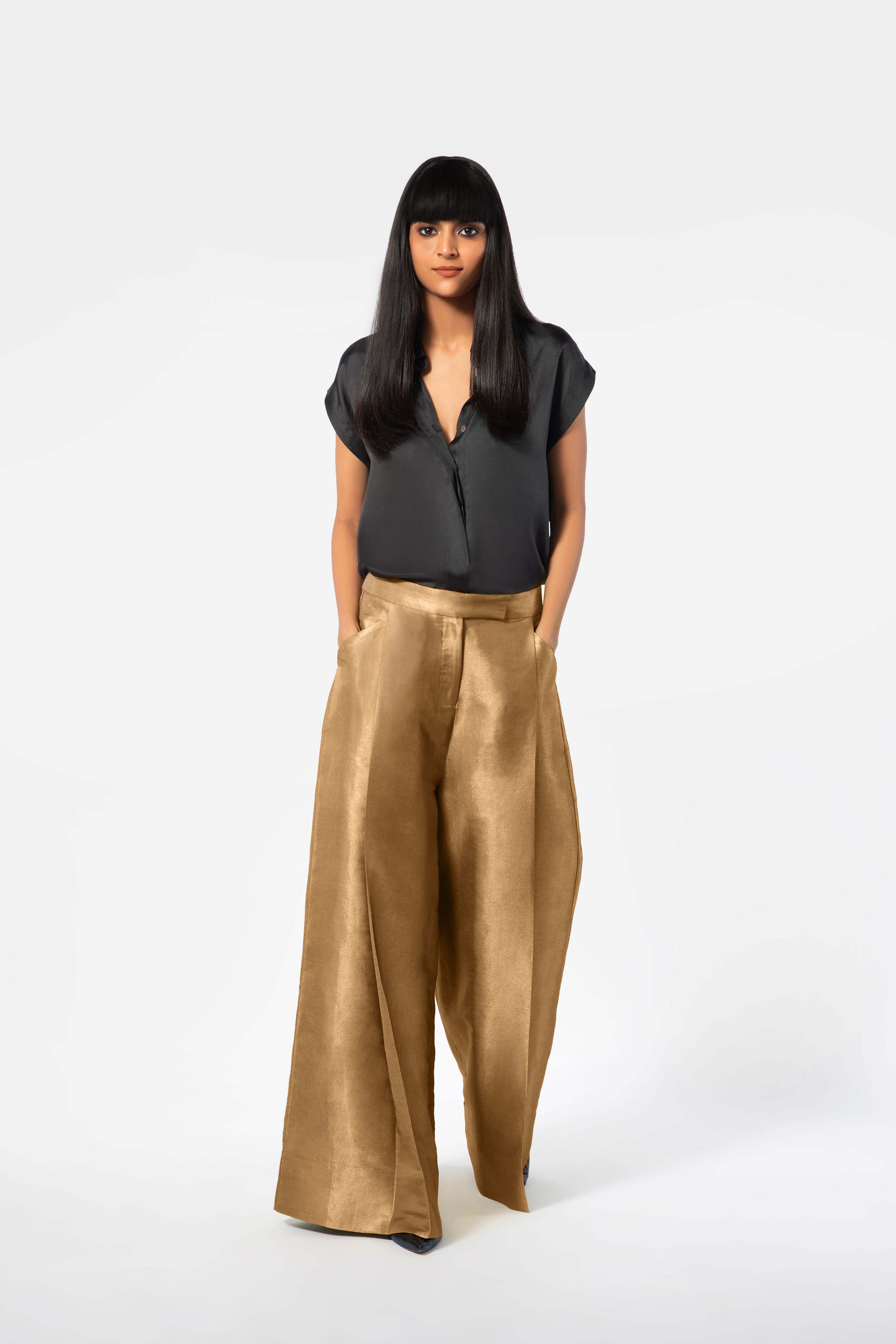 Buy Golden Brocade Pants For Women | Indyverse