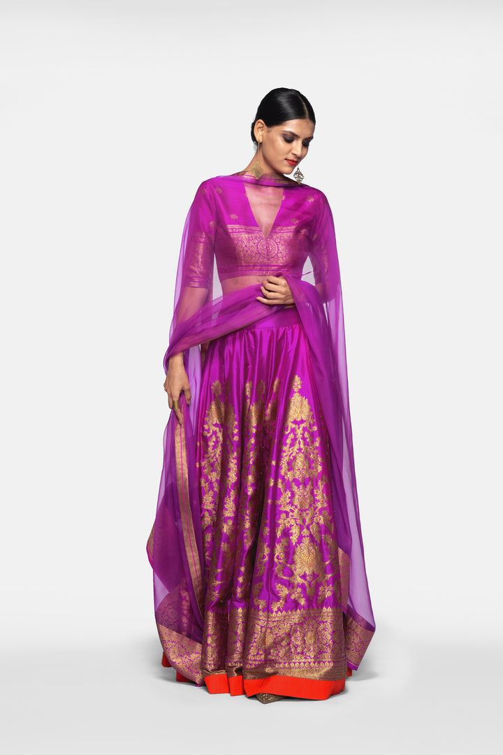Silk Organza Dupatta with Brocade Detail