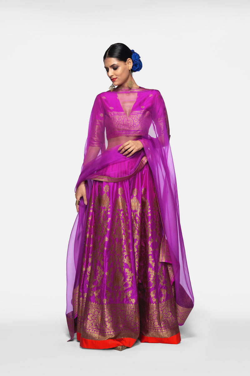 Silk Organza Dupatta with Brocade Detail