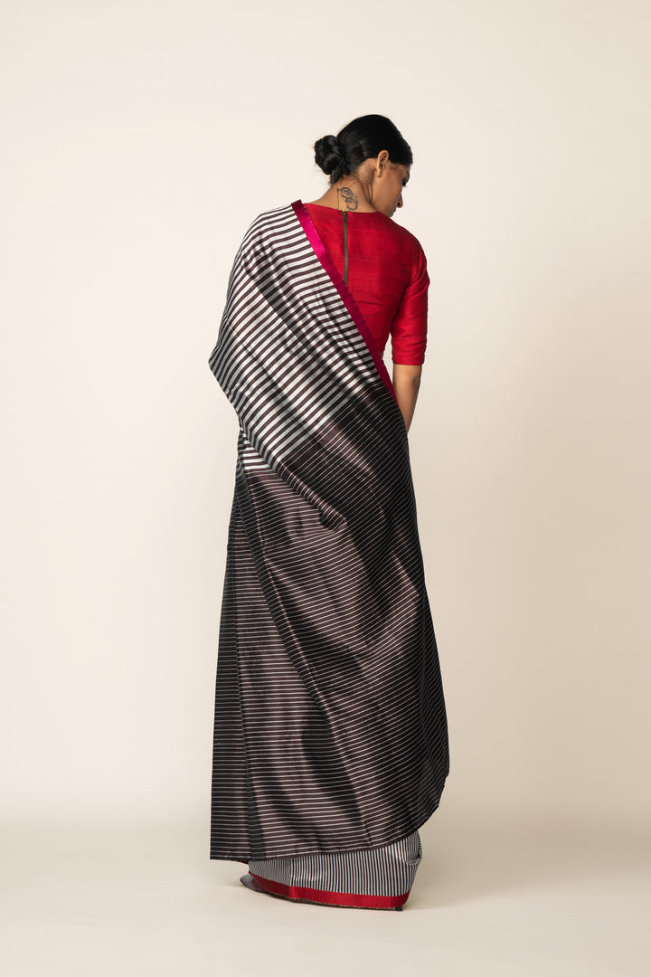 Reversible Silk Sari - Coffee + Grey