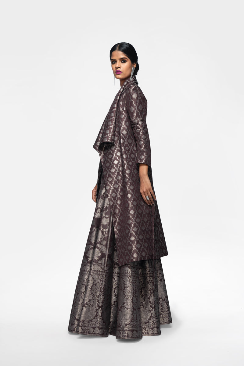 Buy Payal Khandwala Red Handwoven Brocade Silk Lehenga Online | Aza Fashions