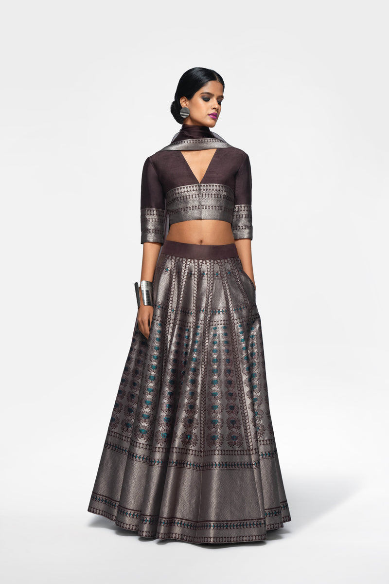 Silk Blouse with Brocade Detail