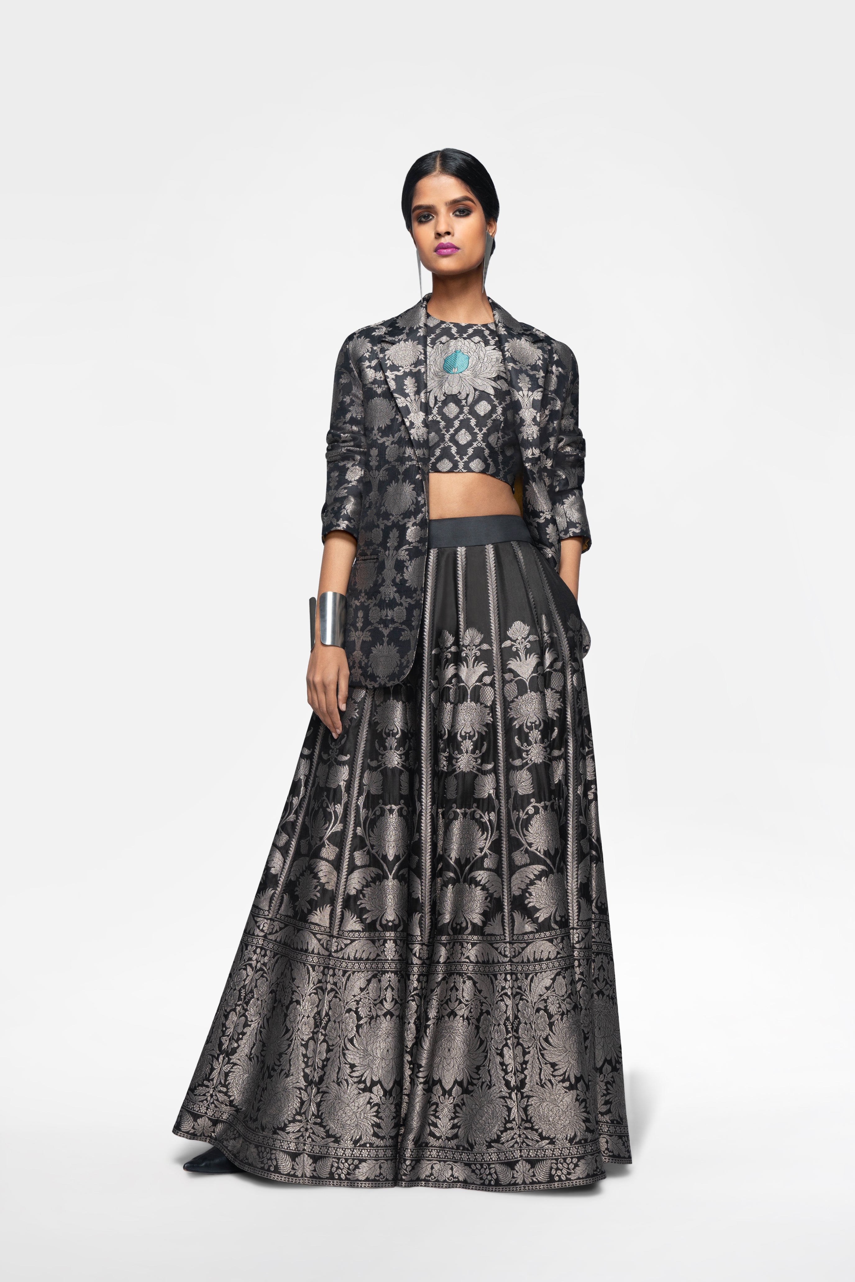 Brocade indo 2025 western lehenga