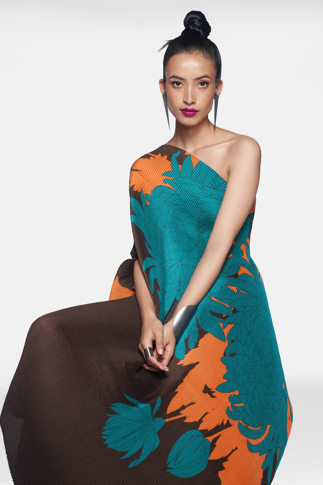 Pleated One Shoulder Tunic Set